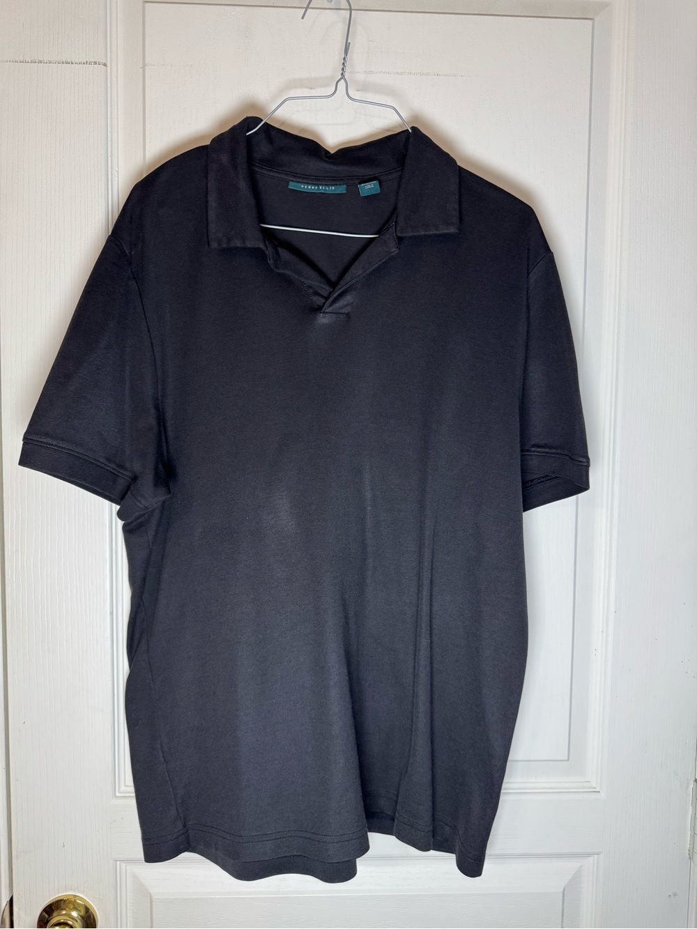 Perry Ellis Men's Black Short-Sleeve Polo, Classic black polo size large